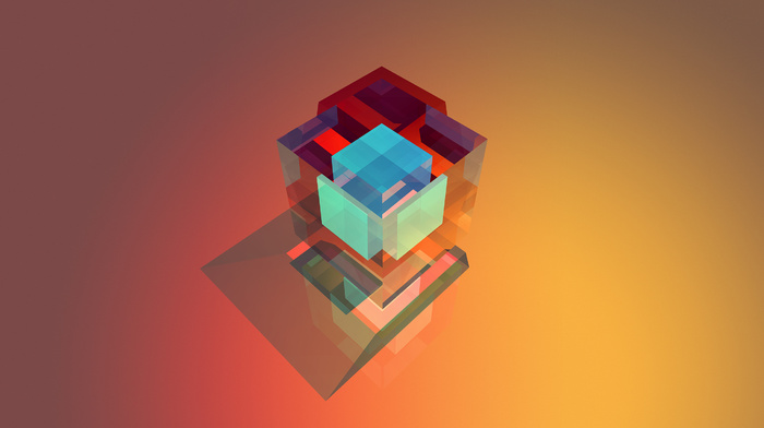 cube, facets, geometry, abstract, colorful, simple background