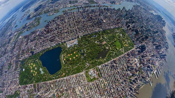 aerial view, urban, city, skyscraper, central park, building, New York City