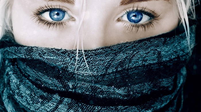 white hair, eyes, girl, blue eyes