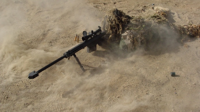 gun, sniper rifle, barrett .50 cal, war, camouflage