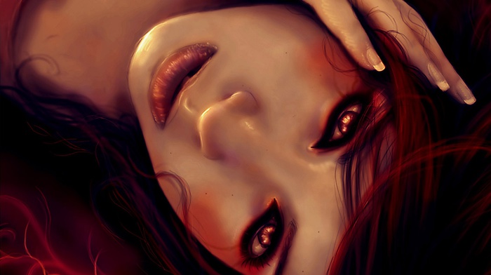 girl, digital art, redhead