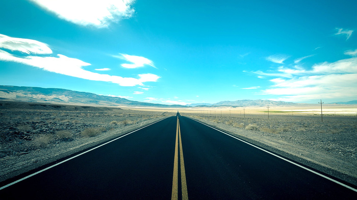 blue, road, desert