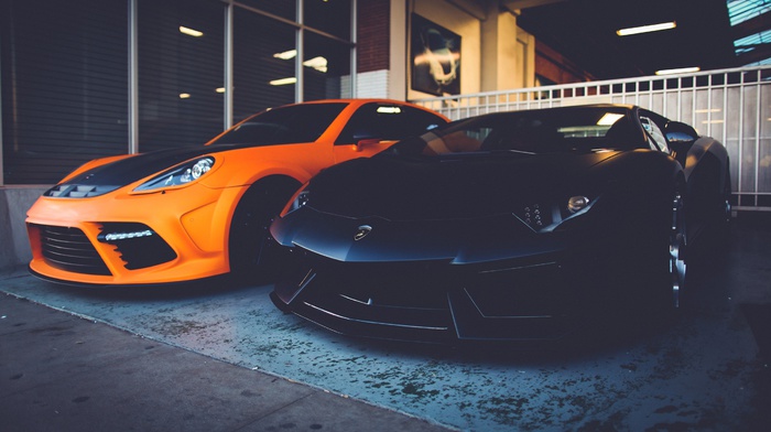 orange, Lamborghini Aventador, black, porsche panamera, vintage, car