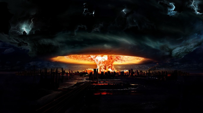 fire, nuclear, explosion, apocalyptic, mushroom clouds
