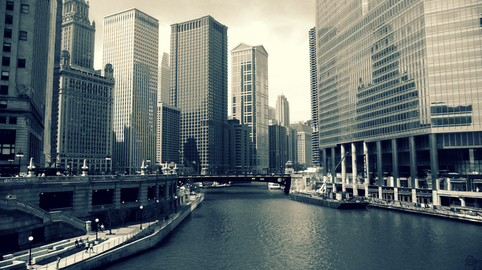 urban, city, building, river, Chicago
