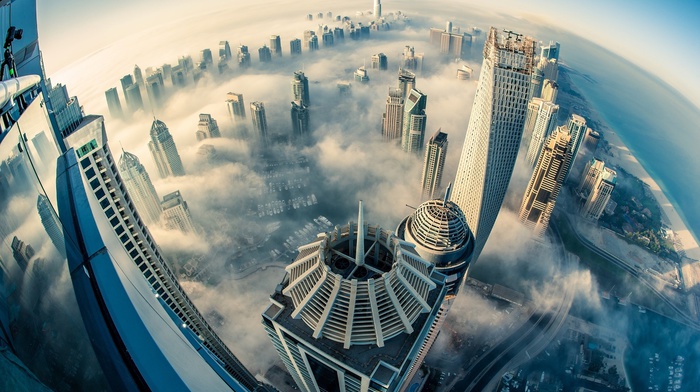 sea, Dubai, clouds, urban, architecture, building, photography