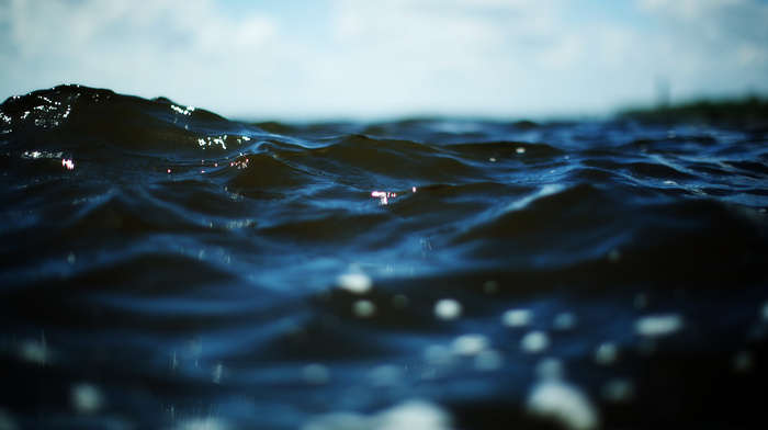 water, waves, nature, depth of field