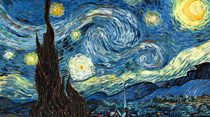 painting, surreal, stars, The Starry Night, classic art