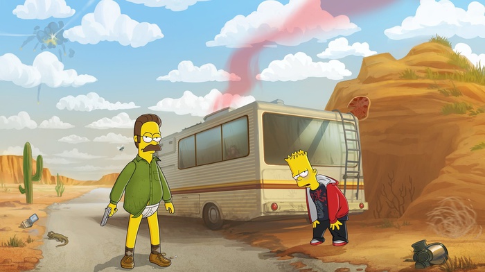 crossover, The Simpsons, Bart Simpson, Ned Flanders, humor, Breaking Bad, RV