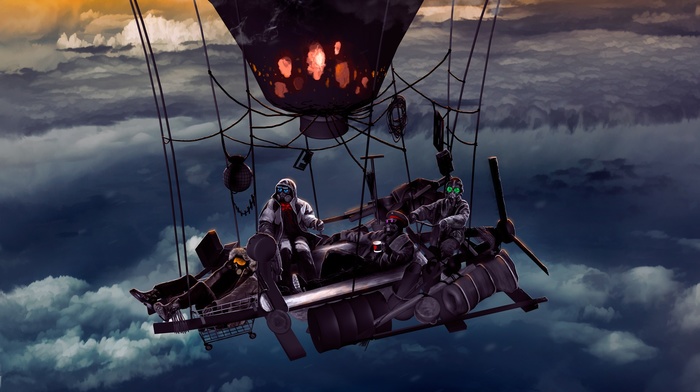 vitaly s alexius, romantically apocalyptic, hot air balloons, clouds