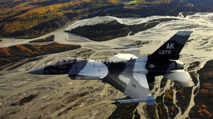 jet fighter, aircraft, landscape