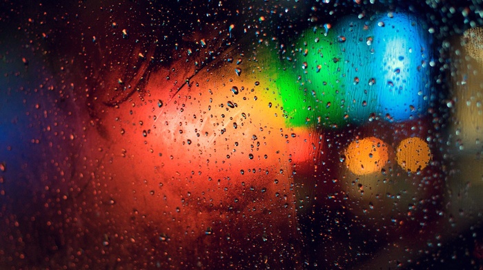 colorful, water drops, depth of field