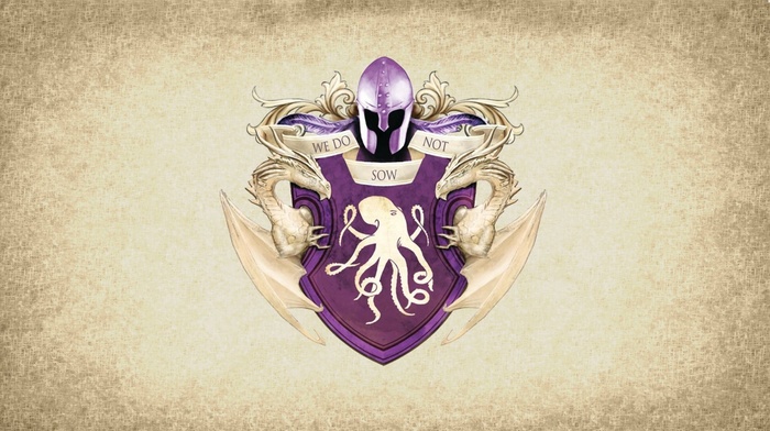 a song of ice and fire, Game of Thrones, paper, crest, artwork, sigils, House Greyjoy, Kraken, coats of arms