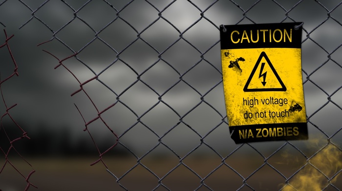 high voltage, zombies, warning signs