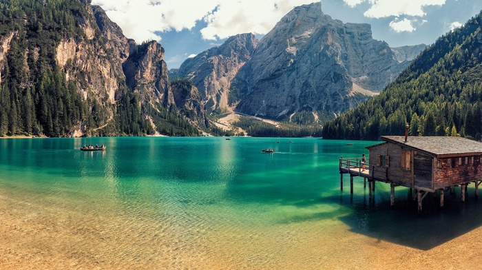 mountain, water, lake