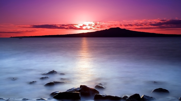 summer, stones, sunset