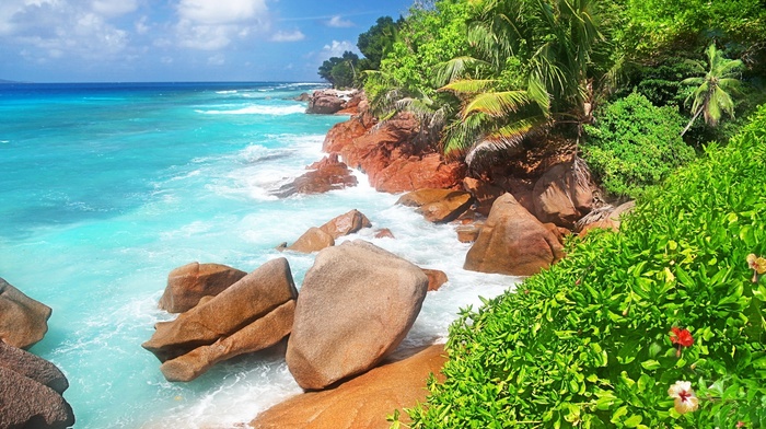 stones, sea, waves, summer