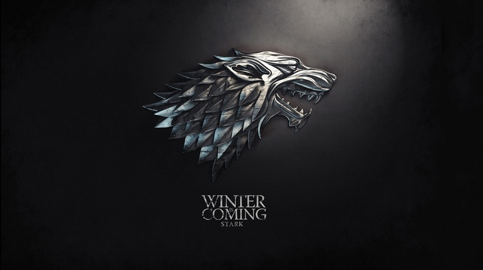 simple background, house stark, winter is coming, sigils, a song of ice and fire, direwolf, Game of Thrones, digital art