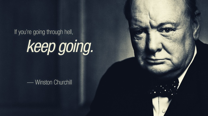 Winston Churchill, motivational, monochrome