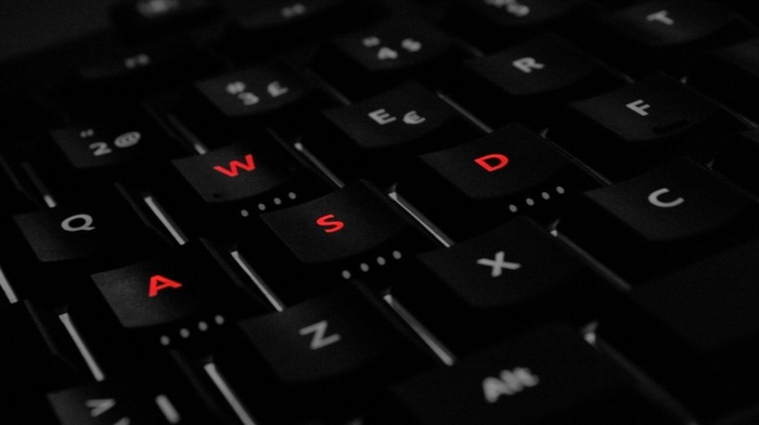 macro, dark, WASD, keyboards