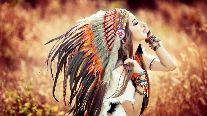 native americans, brunette, anime, headdress