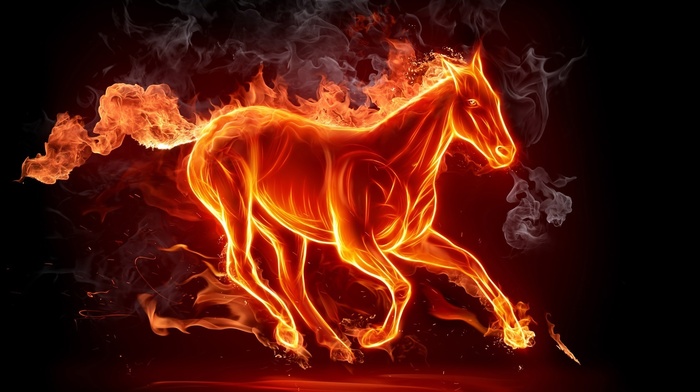 horse, 3D, smoke