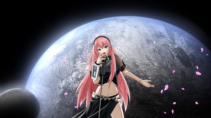 anime, Megurine Luka, Vocaloid, anime girls, moon