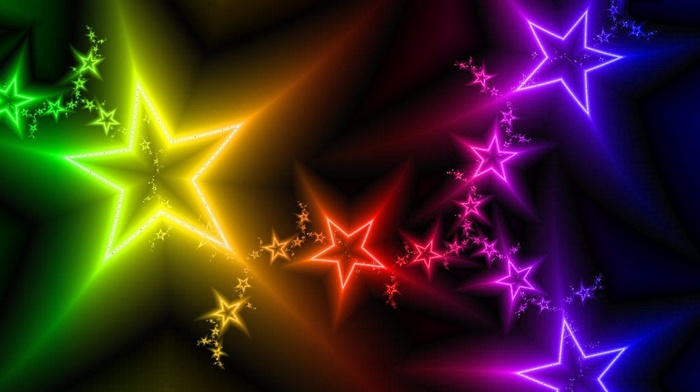 rainbow, stars, 3D