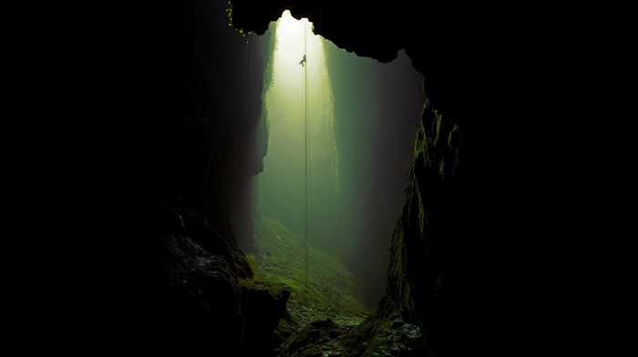 cave, ropes, climbing
