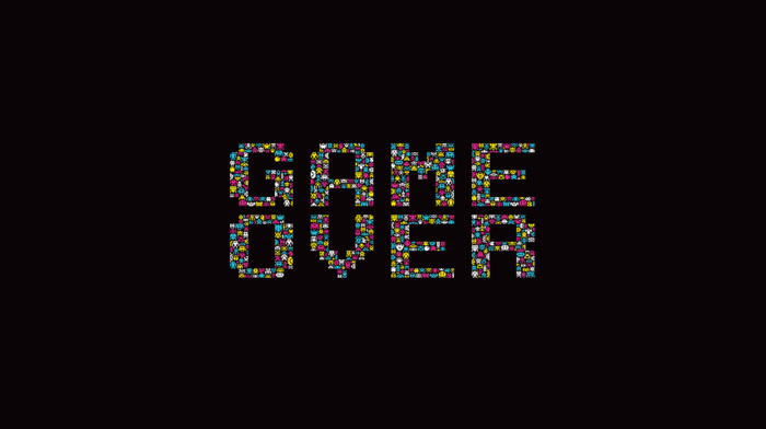space invaders, black background, retro games, typography, GAME OVER
