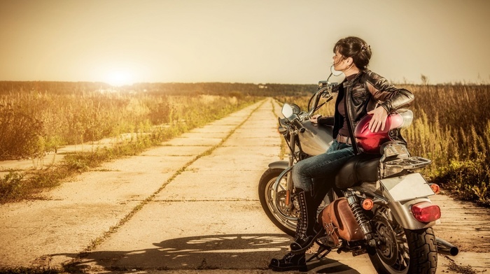 girl, motorcycle, jeans