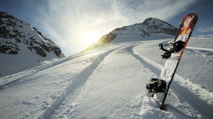 snow, mountain, snowboards