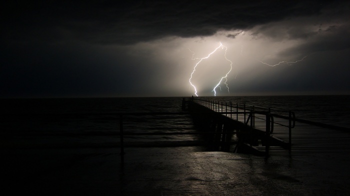 sky, sea, lightning