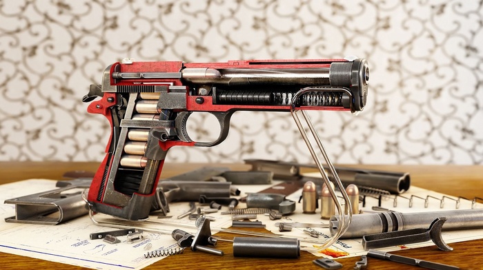 ammunition, M1911, gun, cutaway, pistol