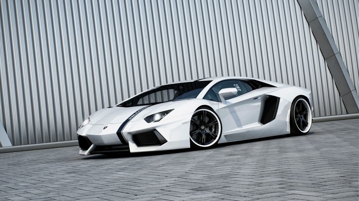 car, Lamborghini, white cars