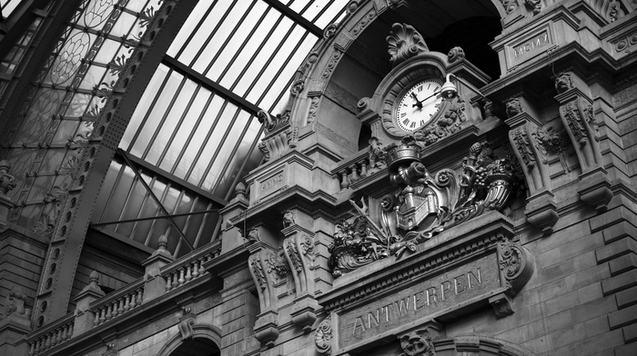 architecture, clocks, Antwerpen