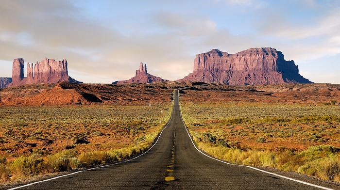 highway, nature, desert, landscape, Monument Valley, road