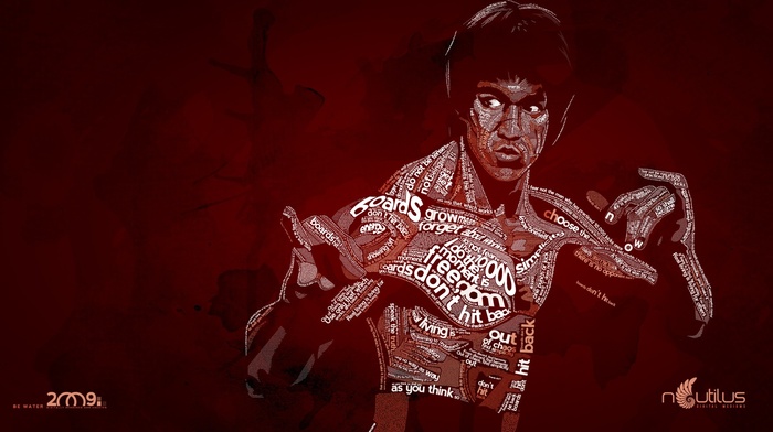 bruce lee, chinese, typographic portraits