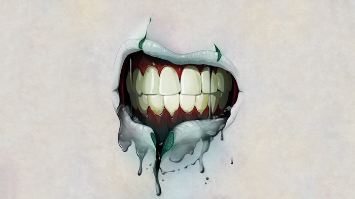 Joker, artwork, smirk, teeth, mouths, green