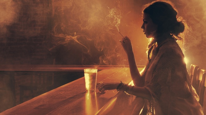 smoking, beer, smoke, girl