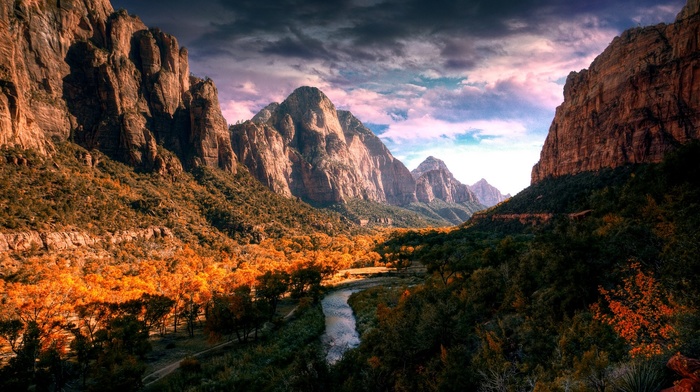 river, HDR, nature, landscape, mountain