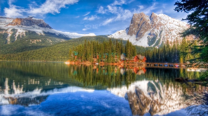 landscape, HDR, nature, Canada, reflection, lake