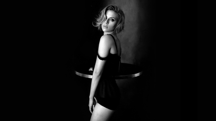 Scarlett Johansson, girl, monochrome