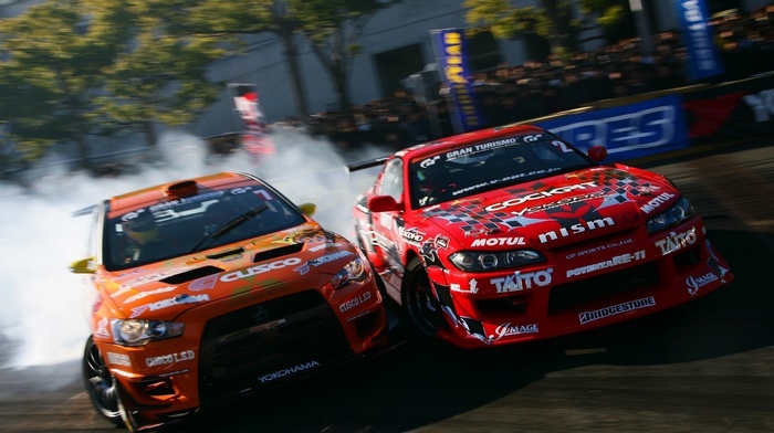 silvia, Mitsubishi Lancer Evolution, drift, mitsubishi lancer evo x, Team Orange