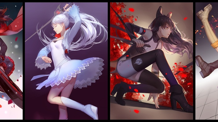 Yang Xiao Long, RWBY, Ruby Rose, Blake Belladonna, Weiss Schnee