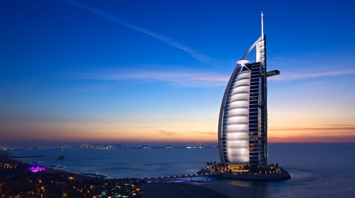 hotels, Burj Al Arab, United Arab Emirates, city, cityscape, Dubai, urban