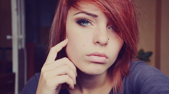 blue eyes, girl, redhead
