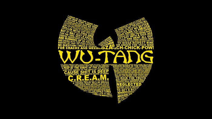 Wu, Tang Clan, dark, minimalism, typography, black background