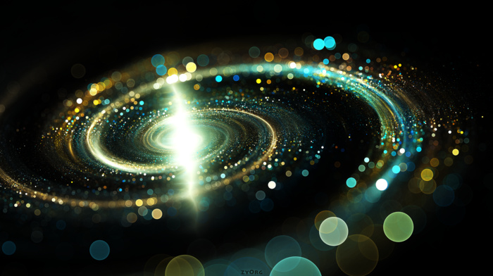 spiral galaxy, abstract, bokeh