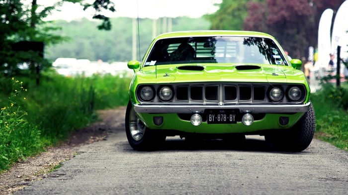 car, green, muscle cars